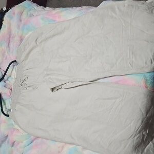 Light Beige Drawstring Linen Pants